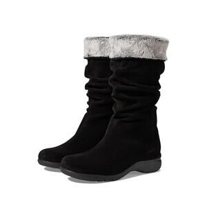 La Canadienne Trevis Black Suede Pull-On Tall Slouch Boots Mid Calf NEW Size 5.5